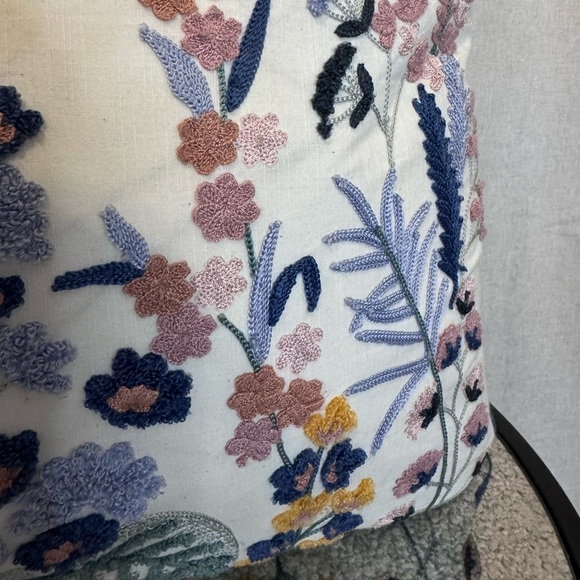 Pier 1 Floral Embroidered 18” Throw Pillow - Picture 6 of 14